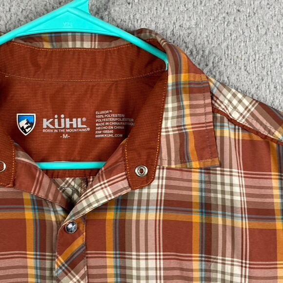 Kuhl Pearl Snap Button Shirt Men's Medium Orange Plaid Western Outdoors Work - Picture 4 of 11